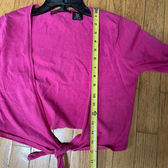 NicKnits By Nicole Miller Pink Silk Blend Vintage Midriff Shrug Top Medium - Picture 8 of 9